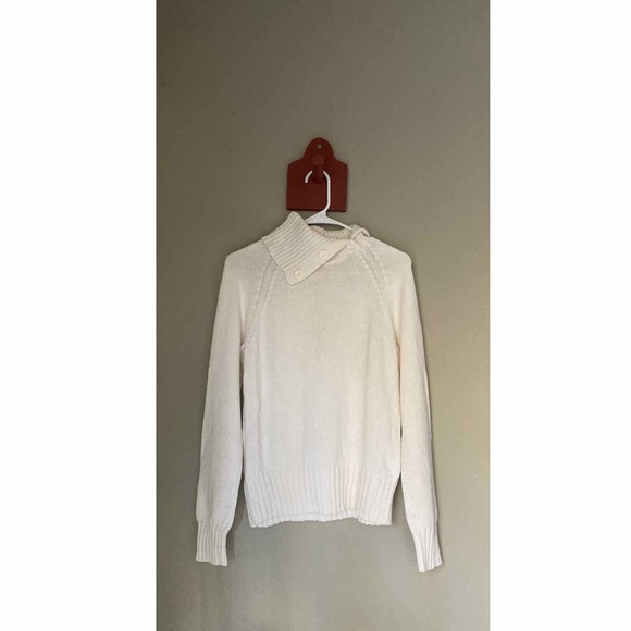 Vintage Bass Turtleneck White Button Detail Sweater M - Picture 3 of 6